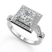 Angela Halo Pave Set Princess Cut Diamond Engagement Ring - Nivetta